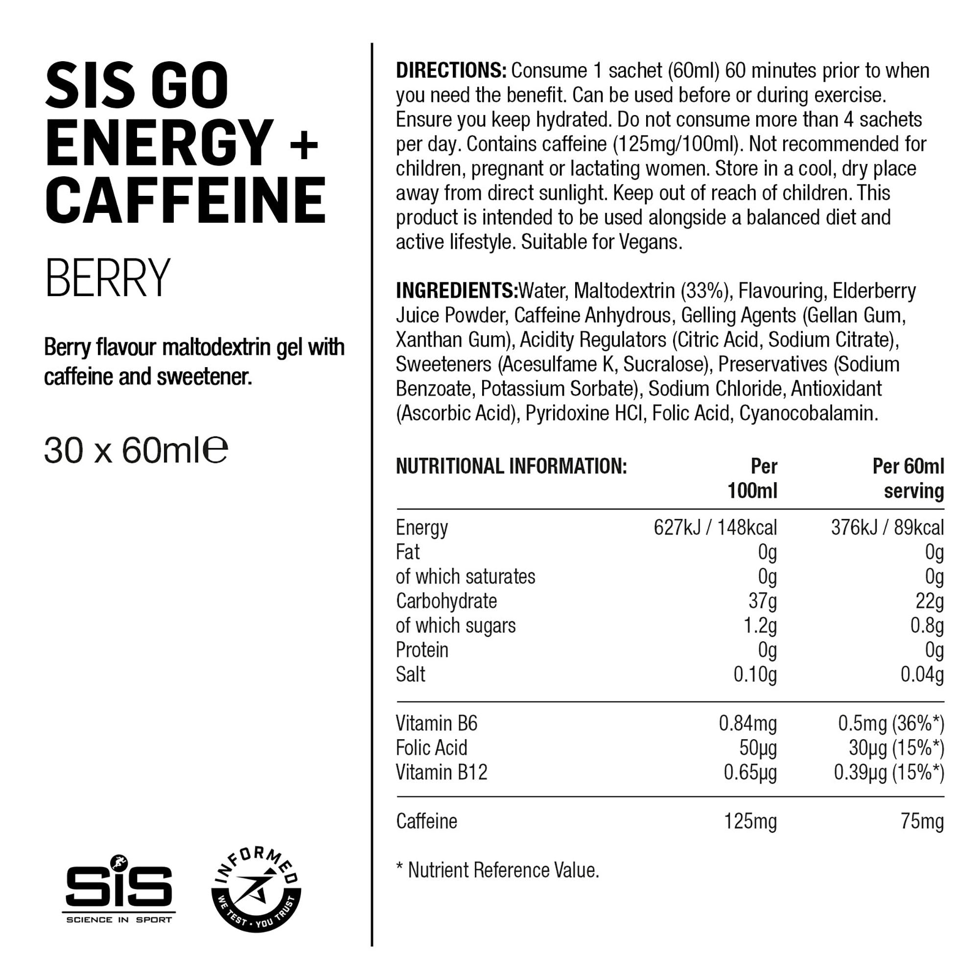 SIS GO Gel Energético/Cafeína 60ml Bayas/Cafeína #3
