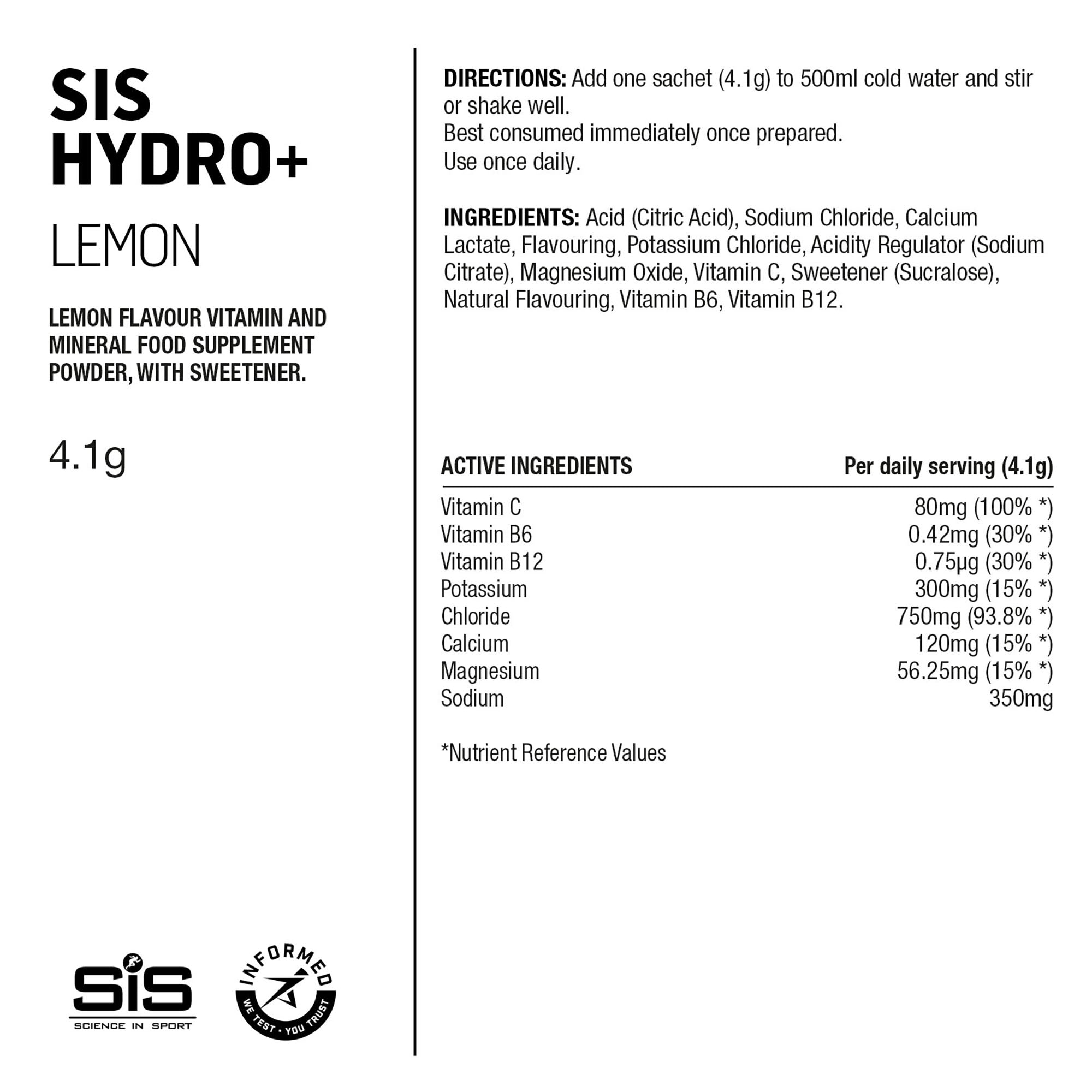 SIS GO Hydro+ Polvos 6x4.5g Limón #3