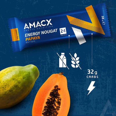 Barritas Energéticas Amacx Energy Nougat Papaya Caja 12uds Azul #2