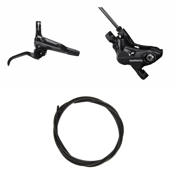 Kit Freno Disco Hidráulico Shimano BR-MT501/BR-MT520 Trasero/Derecho Resina Sin Aletas/Adaptador Latiguillo 1700mm Negro