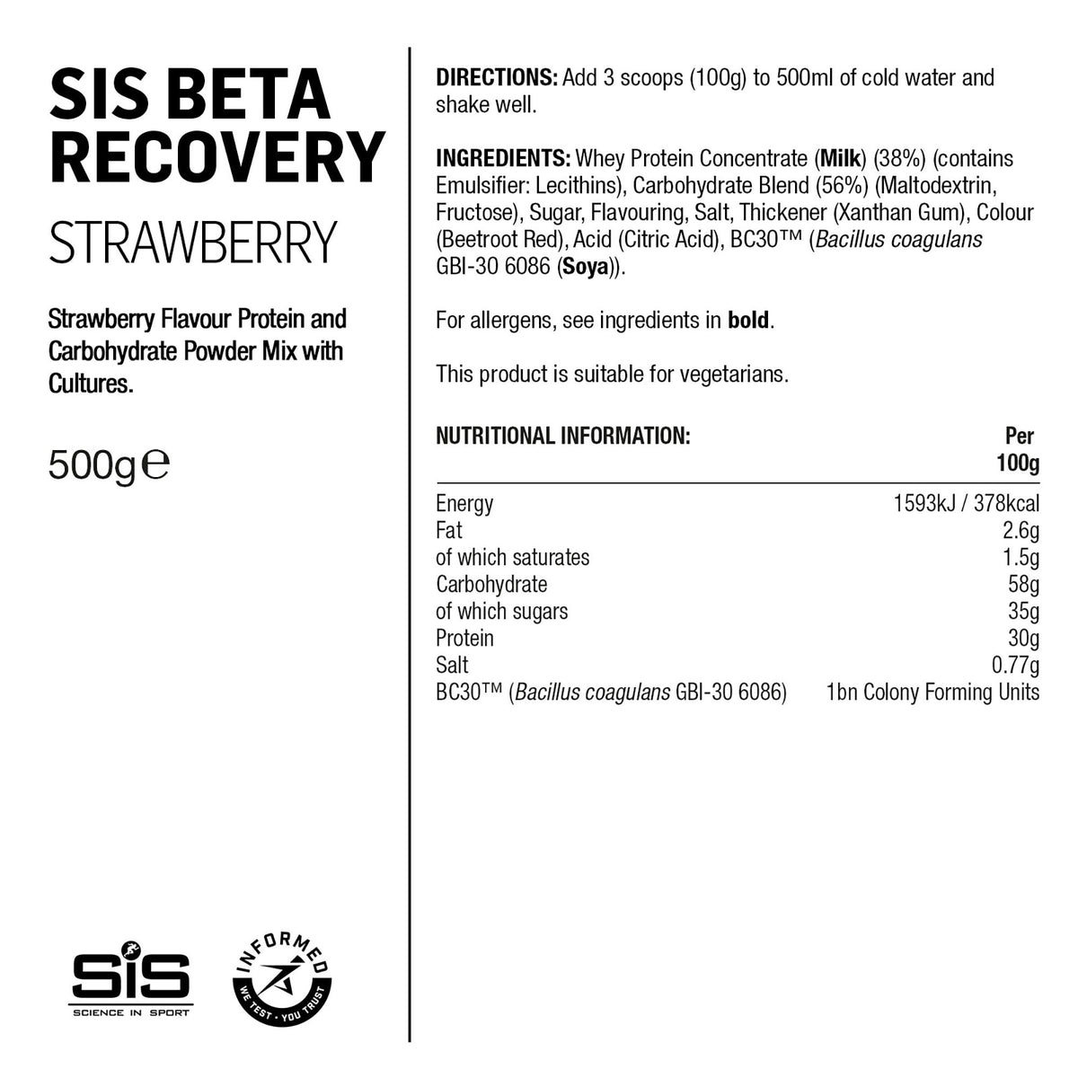 SIS BETA Fuel Polvo Recuperador 500g Fresa #2