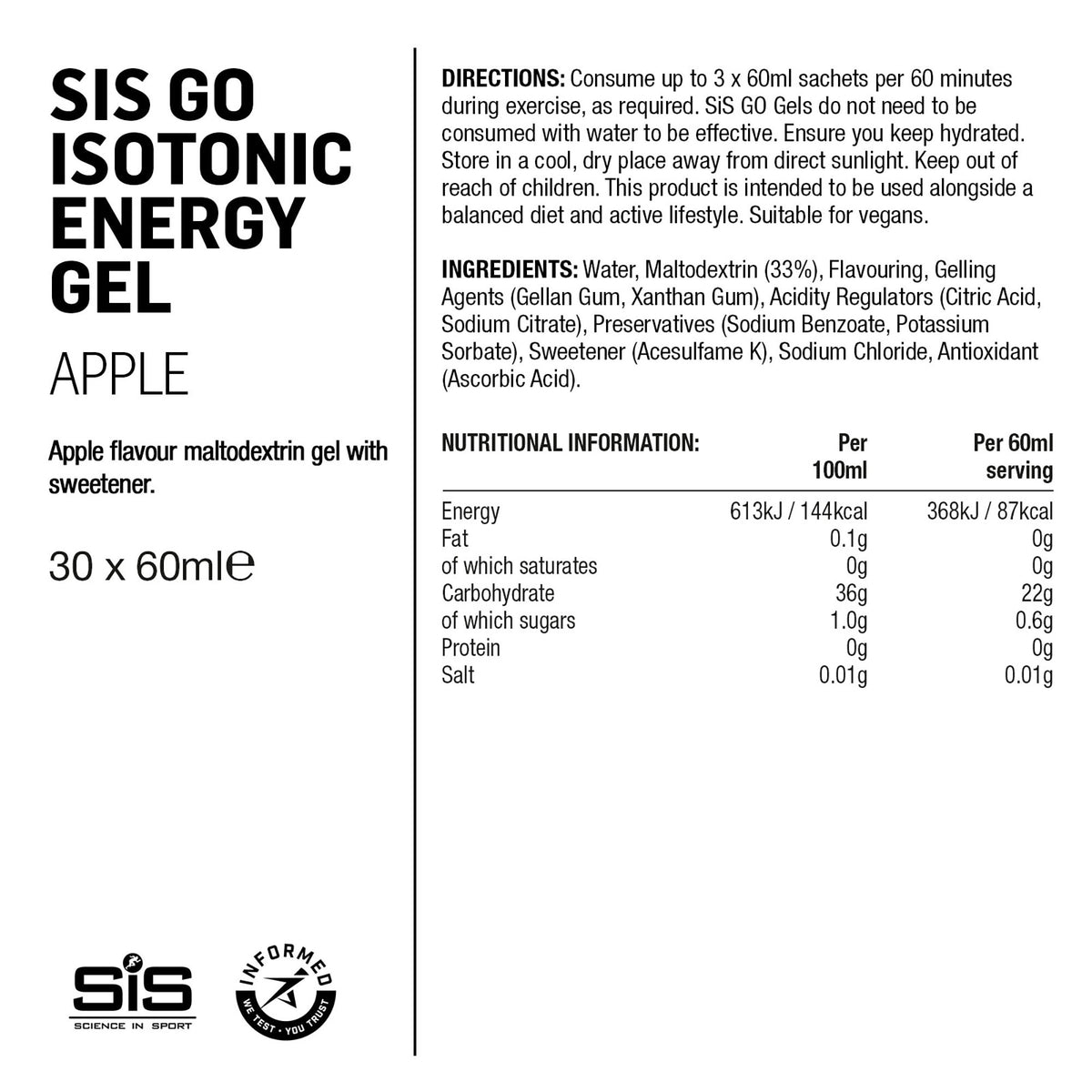 SIS GO Gel Energético Isotónico 60ml Manzana #3