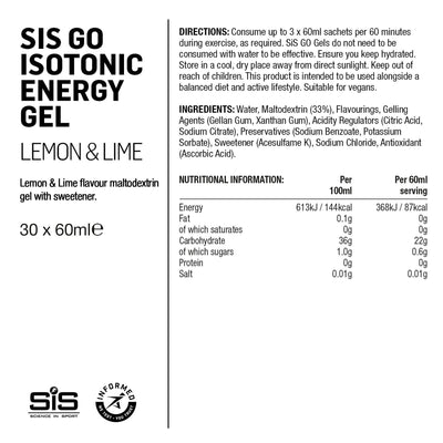 SIS GO Gel Energético Isotónico 60ml Limón/Lima #3