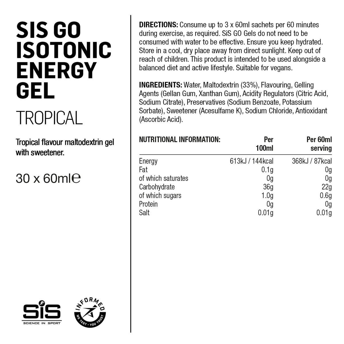 SIS GO Gel Energético Isotónico 60ml Tropical #3
