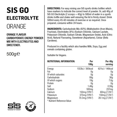 SIS GO Polvo Energético/Electrolitos 500g Naranja #2