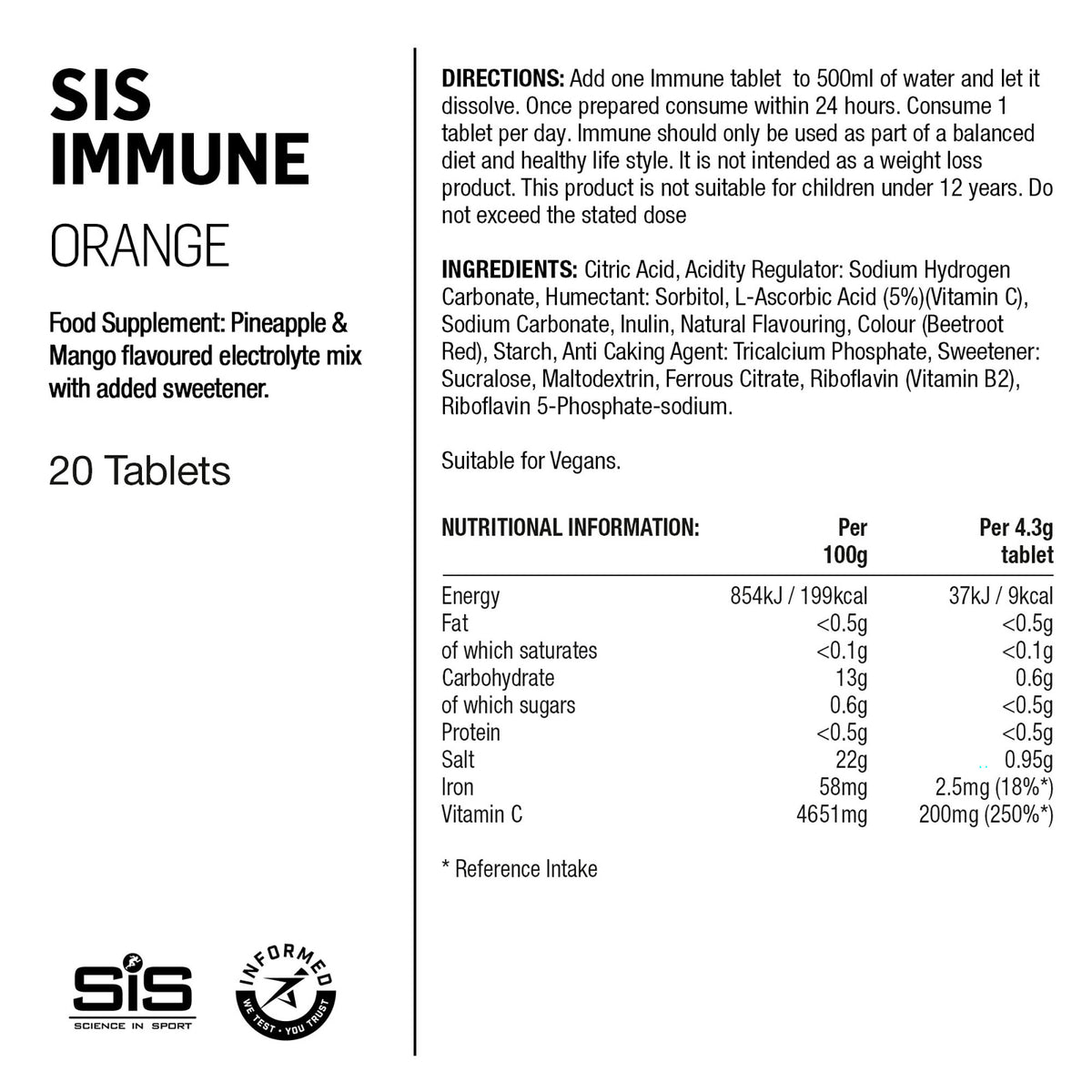 SIS GO Tabletas Inmunitarias 20x4.3g Naranja #3