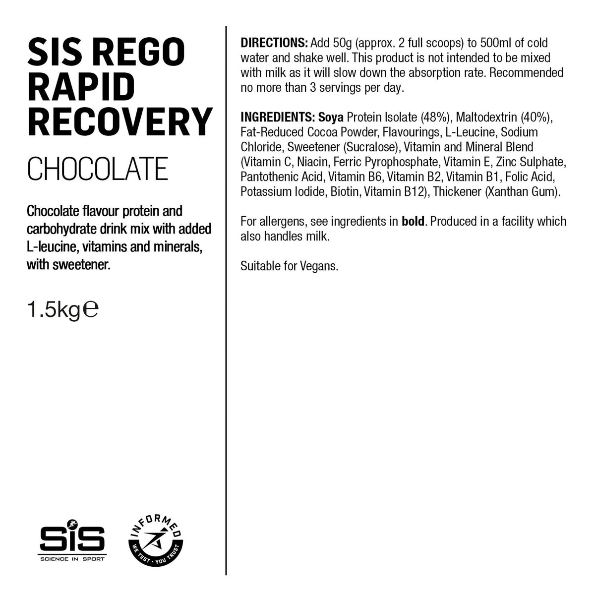 SIS REGO Polvo Recuperador Rápido 1.5kg Chocolate #2