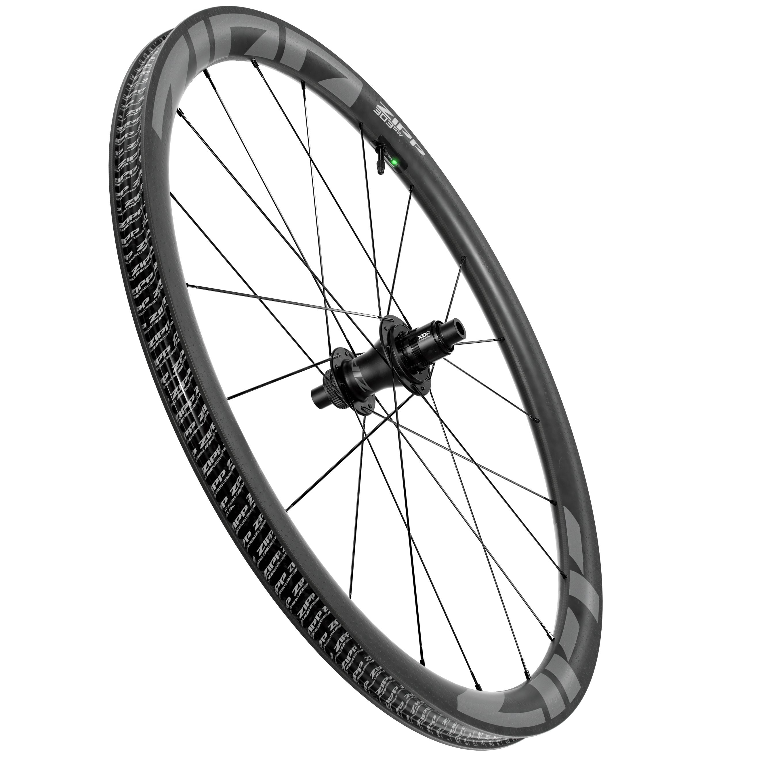 Rueda Trasera Zipp 303 SW Tubeless Hookless Freno Disco Center Lock Sram XDR Sensor AXS Carbono Negro