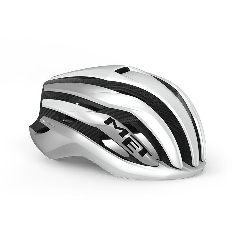 Casco Met Trenta 3K Carbon Mips Blanco/Plata Metalico