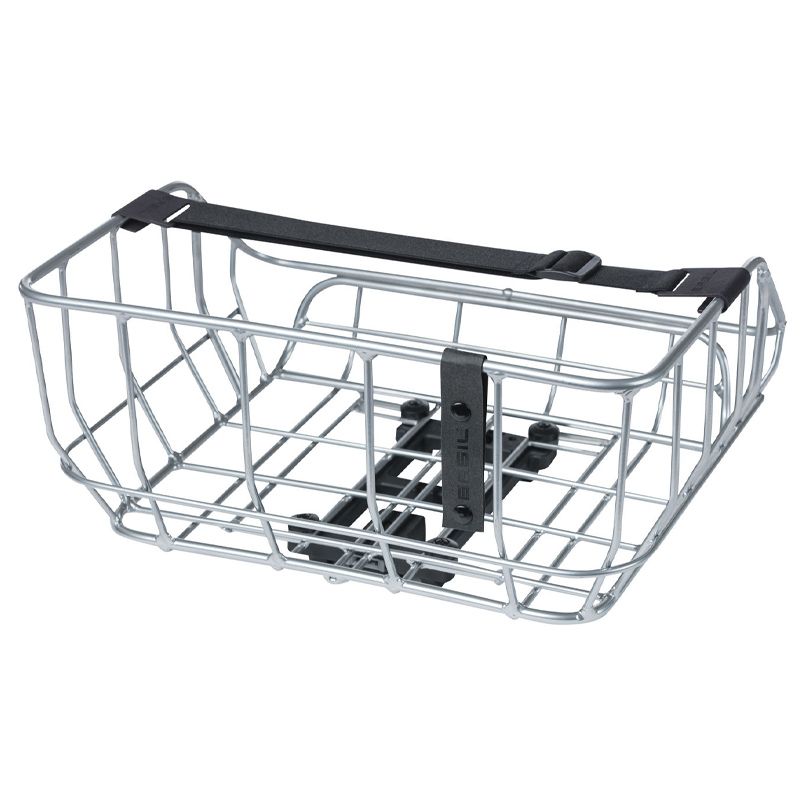 Cesta Trasera Basil Portland Placa MIK 25L 43.5x36x22.5cm Aluminio Plata Vintage