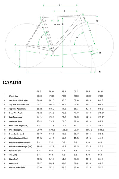 Cannondale CAAD14 2 SMU 2026 Rojo - Geometría